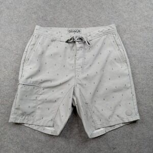 Dravus Shorts Mens 30 Gray Geometric‎ Print Board Swim Trunks Zipper Pocket